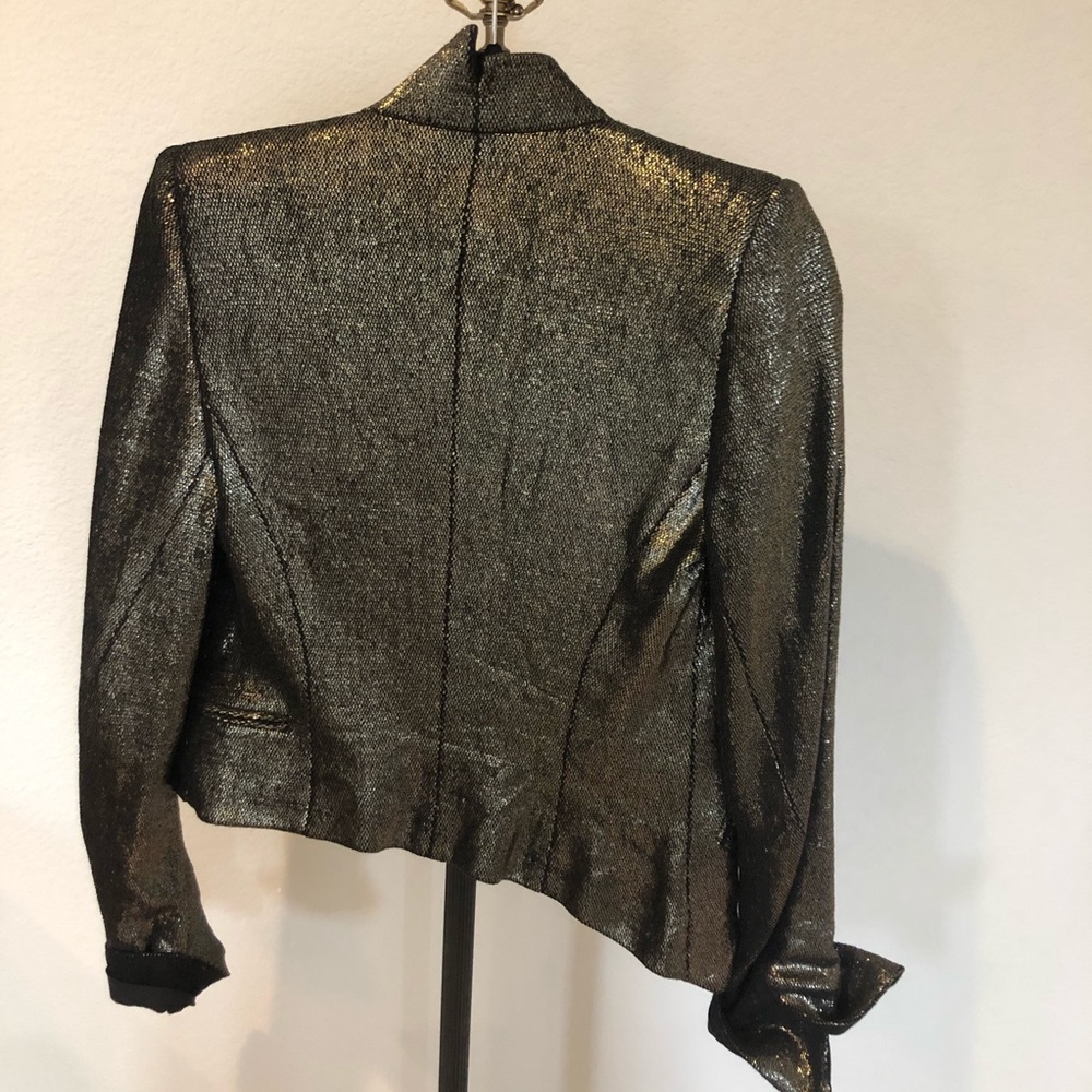 ANN DEMEULEMEESTER Gold Lame Asymmetrical Blazer - Picture 4 of 7